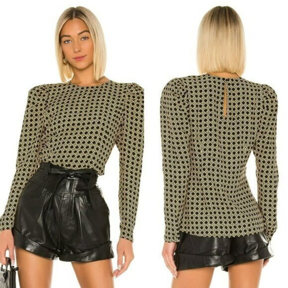 L'Academie The Eleonora Blouse - Black Basket Weave